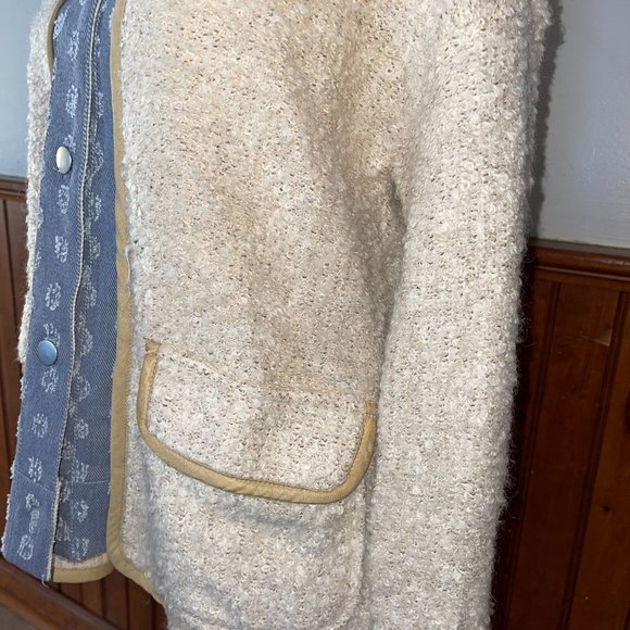 Women's Mystree Wool Blend Denim Trim Sweater with Pockets Size M - Picture 4 of 7